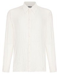 Мужская белая шелковая рубашка с длинным рукавом от Dolce & Gabbana