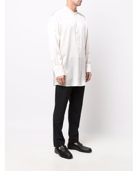 Мужская белая шелковая рубашка с длинным рукавом от Dolce & Gabbana
