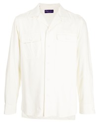 Мужская белая шелковая рубашка с длинным рукавом от Ralph Lauren Purple Label