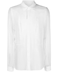Мужская белая шелковая рубашка с длинным рукавом от Rick Owens