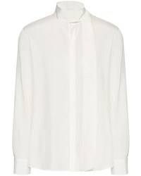 Мужская белая шелковая рубашка с длинным рукавом от Valentino