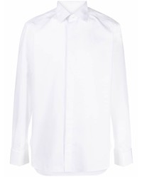 Мужская белая шелковая рубашка с длинным рукавом от Zegna
