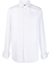 Мужская белая шелковая рубашка с длинным рукавом от Zegna