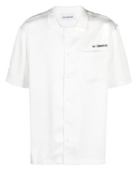 Мужская белая шелковая рубашка с коротким рукавом с принтом от Han Kjobenhavn