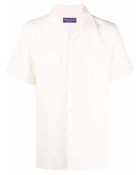 Мужская белая шелковая рубашка с коротким рукавом от Ralph Lauren Purple Label