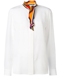 Женская белая шелковая рубашка с принтом от Emilio Pucci