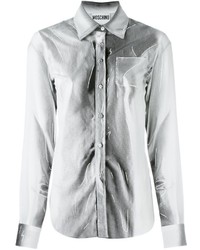 Женская белая шелковая рубашка с принтом от Moschino