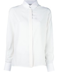 Женская белая шелковая рубашка с украшением от Lanvin