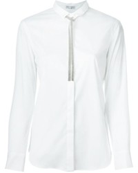 Женская белая шелковая рубашка от Brunello Cucinelli