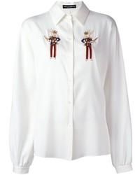 Женская белая шелковая рубашка от Dolce & Gabbana