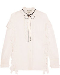Женская белая шелковая рубашка от Gucci