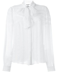 Женская белая шелковая рубашка от Oscar de la Renta