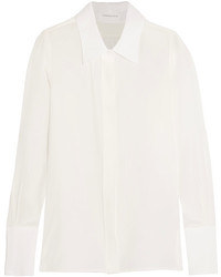 Женская белая шелковая рубашка от Victoria Beckham