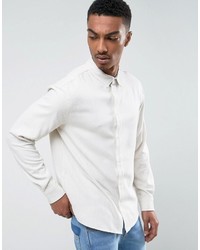 Мужская белая шелковая рубашка от Weekday