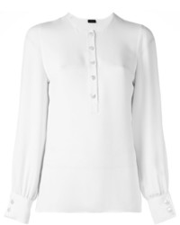 Женская белая шелковая футболка на пуговицах от Joseph