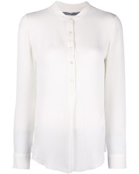 Женская белая шелковая футболка на пуговицах от Raquel Allegra