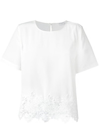 Женская белая шелковая футболка с вышивкой от Equipment