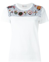 Женская белая шелковая футболка с вышивкой от RED Valentino