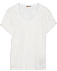 Женская белая шелковая футболка с круглым вырезом от Burberry