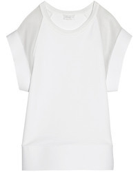 Женская белая шелковая футболка с круглым вырезом от Giambattista Valli