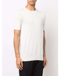 Мужская белая шелковая футболка с круглым вырезом от Low Brand