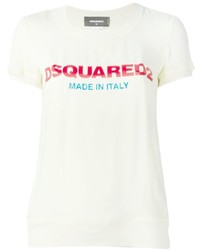 Женская белая шелковая футболка от Dsquared2