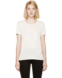 Женская белая шелковая футболка от Saint Laurent