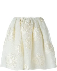 Белая шелковая юбка с цветочным принтом от Fendi