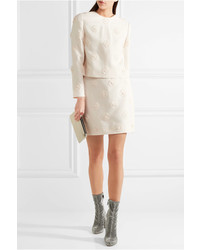 Белая шерстяная мини-юбка с цветочным принтом от Valentino