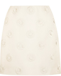 Белая шерстяная мини-юбка с цветочным принтом от Valentino
