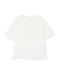 Белая шифоновая блуза с коротким рукавом с рюшами