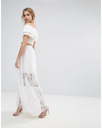Белая шифоновая длинная юбка от Boohoo