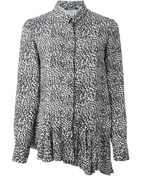 Женская белая шифоновая классическая рубашка с леопардовым принтом от Neil Barrett