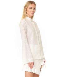 Женская белая шифоновая классическая рубашка