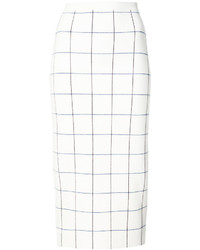Белая юбка-карандаш в клетку от Victoria Beckham