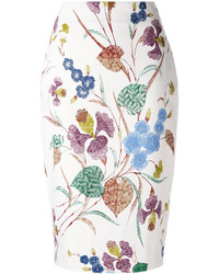 Белая юбка-карандаш с цветочным принтом от Diane von Furstenberg