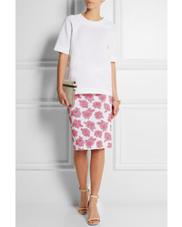 Белая юбка-карандаш с цветочным принтом от Nina Ricci