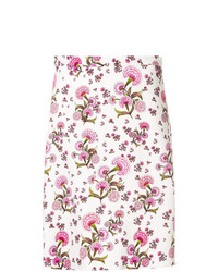 Белая юбка-карандаш с цветочным принтом от Giambattista Valli