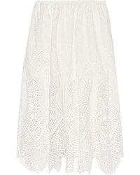 Белая юбка крючком с вышивкой