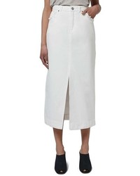 Белая юбка-миди с разрезом