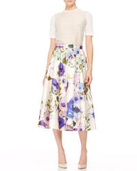 Белая юбка-миди с цветочным принтом