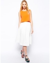 Белая юбка-миди со складками от Fashion Union