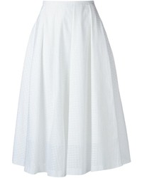 Белая юбка-миди со складками
