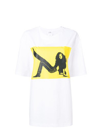 Женская бело-желтая футболка с круглым вырезом с принтом от Calvin Klein Jeans Est. 1978