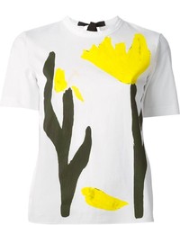 Женская бело-желтая футболка с круглым вырезом с принтом от Marni