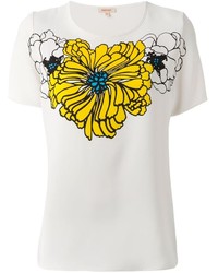 Женская бело-желтая футболка с круглым вырезом с принтом от P.A.R.O.S.H.