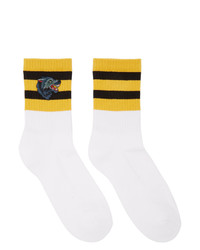 Мужские бело-желтые носки от Gucci