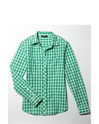 Бело-зеленая классическая рубашка