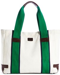 Бело-зеленая кожаная большая сумка