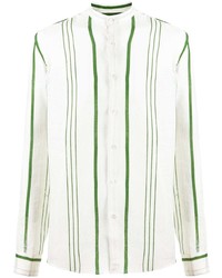 Мужская бело-зеленая рубашка с длинным рукавом в вертикальную полоску от PENINSULA SWIMWEA